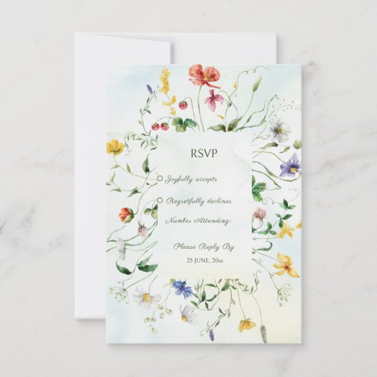 緑と白のロマ素朴ンス結婚夏 出欠カード (正面)