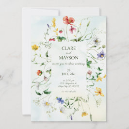 緑と白のロマ素朴ンス結婚夏 招待状