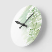 緑と白のワイルドフラワークロック ラウンド壁時計 (傾斜)