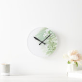 緑と白のワイルドフラワークロック ラウンド壁時計 (ホーム)