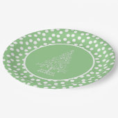 緑と白のヴィンテージのクリスマスツリー ペーパープレート (アングル)