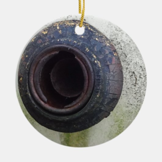 緑と白のヴィンテージ・トラック・ガス セラミックオーナメント (正面)