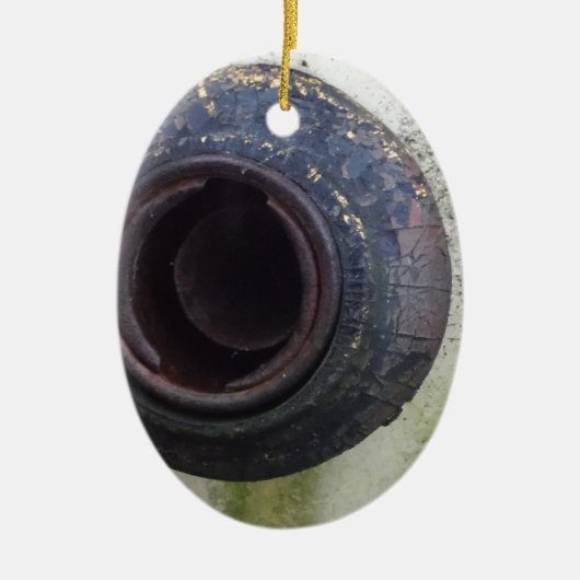 緑と白のヴィンテージ・トラック・ガス セラミックオーナメント (正面)