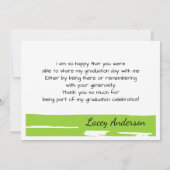 緑と白の写真卒業サンキューカード 招待状 (裏面)