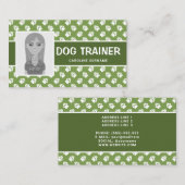 緑と白の前足と写真テンプレート – ドッグトレーナー 名刺 (正面/裏面)
