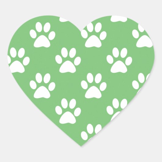 緑と白の前足のパターン ハートシール (正面)