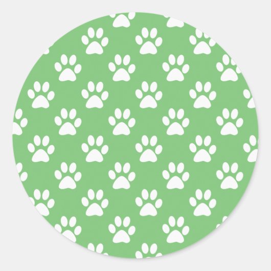 緑と白の前足のパターン ラウンドシール (正面)