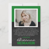 緑と白の卒業写真感謝カード 招待状 (正面)