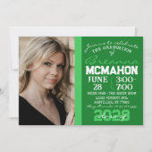 緑と白の卒業写真招待状 招待状 (正面)