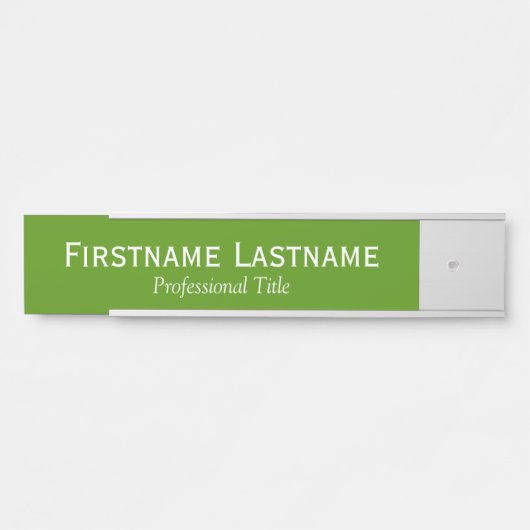 緑と白の名前とプロフェッショナルタイトル サインプレート (正面)