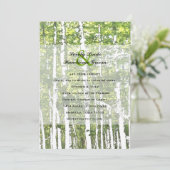 緑と白の夏の森結婚の木 招待状 (スタンド正面)