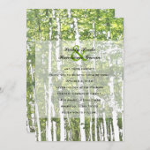 緑と白の夏の森結婚の木 招待状 (正面/裏面)