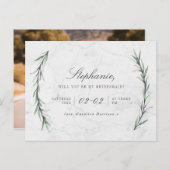 緑と白の大理石が私の花嫁になる インビテーションポストカード (正面/裏面)