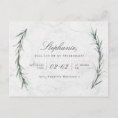 緑と白の大理石が私の花嫁になる インビテーションポストカード (正面)