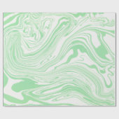 緑と白の大理石紙渦巻き ラッピングペーパー (フラット)