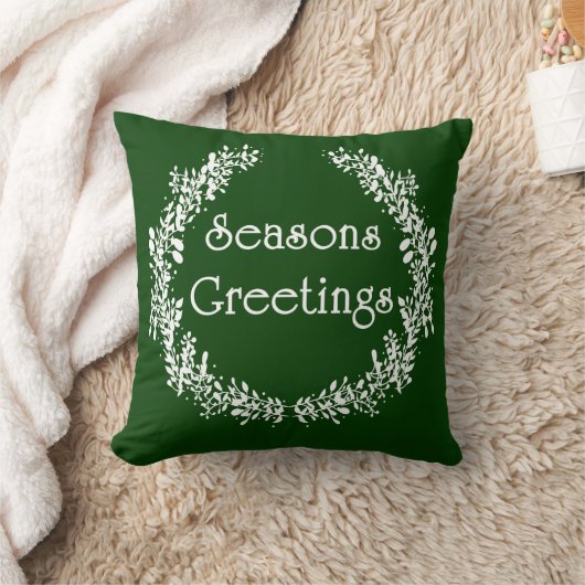 緑と白の季節のごあいさつ枕 クッション (ブランケット)