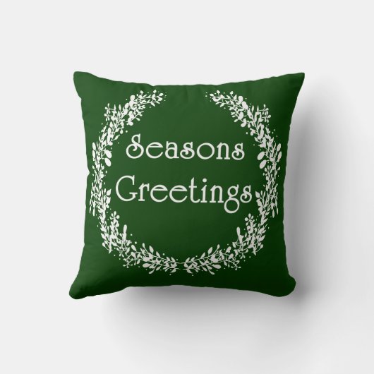 緑と白の季節のごあいさつ枕 クッション (裏面)