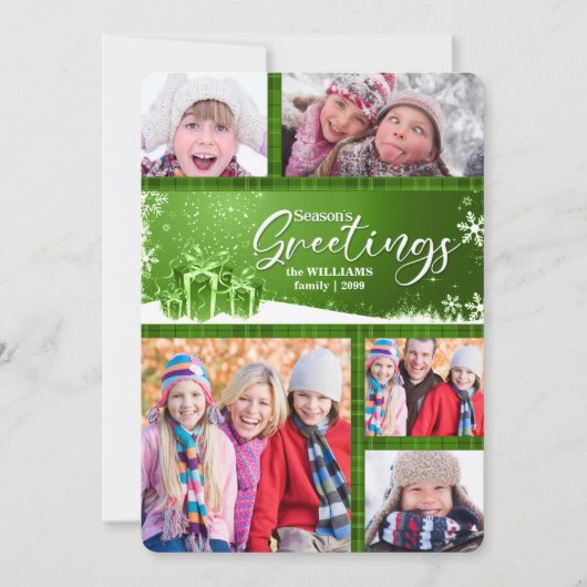 緑と白の季節の挨拶5 – 写真 シーズンカード (正面)