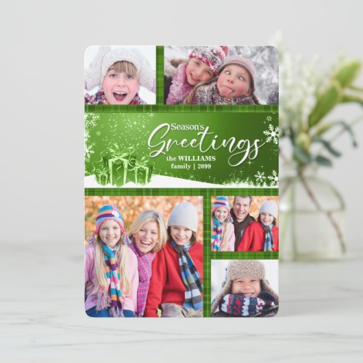 緑と白の季節の挨拶5 – 写真 シーズンカード (スタンド正面)