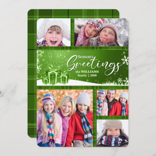 緑と白の季節の挨拶5 – 写真 シーズンカード (正面/裏面)