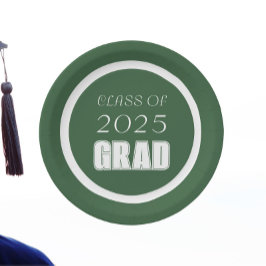 緑と白の学校のカラー卒業 ペーパープレート