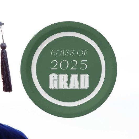 緑と白の学校のカラー卒業 ペーパープレート