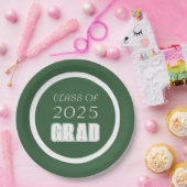緑と白の学校のカラー卒業 ペーパープレート (パーティー)