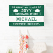 緑と白の学校のカラー卒業 横断幕 (インサイチュ)