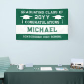 緑と白の学校のカラー卒業 横断幕 (トレードショー)