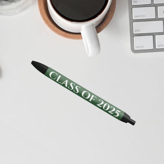 緑と白の学校の色のクラス年 黒ボールペン