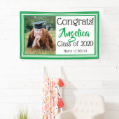 緑と白の学校の色の写真 横断幕 (インサイチュ)