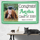 緑と白の学校の色の写真 横断幕