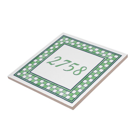 緑と白の小さな家屋番号 タイル (側面)