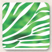 緑と白の抽象芸術ストライプ コースター (正面)