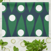 緑と白の抽象芸術パターン キッチンタオル (折り畳み)