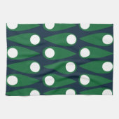 緑と白の抽象芸術パターン キッチンタオル (横)