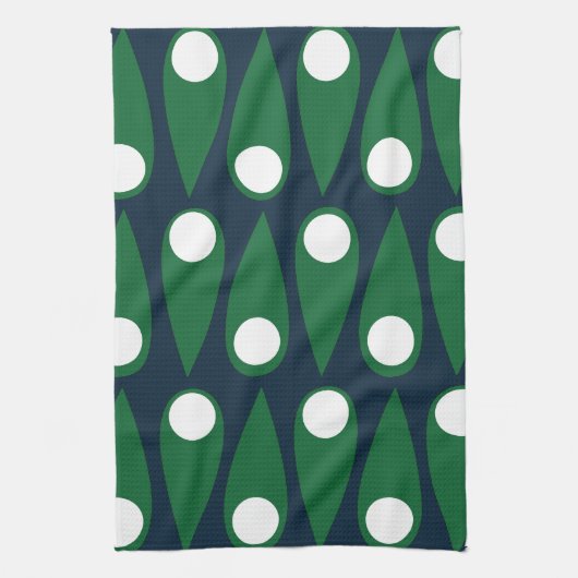 緑と白の抽象芸術パターン キッチンタオル (縦)