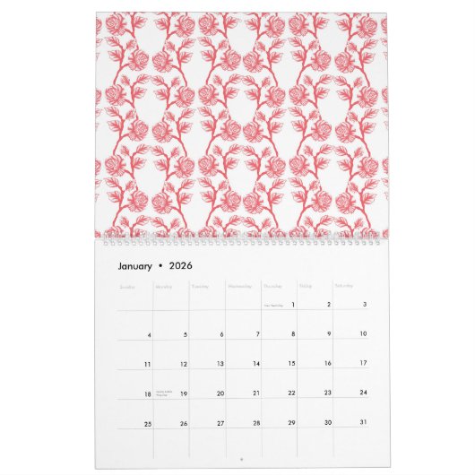 緑と白の抽象芸術背景 カレンダー (1月 2026)