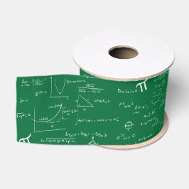 緑と白の数学の公式と方程式のクラフト グログランリボン