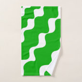 緑と白の斜め波パターン バスタオルセット (ハンドタオル)