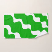 緑と白の斜め波パターン バスタオルセット (ハンドタオル)