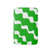 緑と白の斜め波パターン バスマット (正面縦)