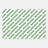 緑と白の木メリークリスマスの休日 ラッピングペーパーシート (正面3)