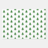 緑と白の木メリークリスマスの休日 ラッピングペーパーシート (正面)