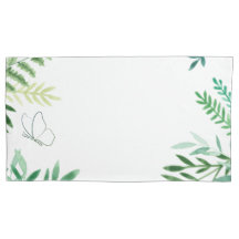 緑と白の枕カバー