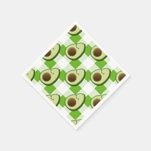 緑と白の格子模様アボカドタータンチェック模様 スタンダードカクテルナプキン (角)