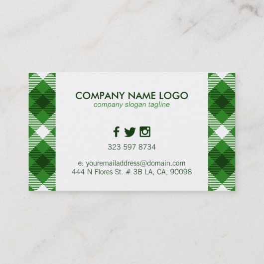 緑と白の格子模様 名刺 (裏面)