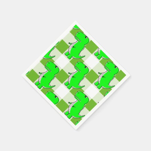 緑と白の格子模様Dinoタータンチェック スタンダードカクテルナプキン (角)