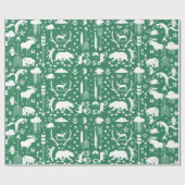 緑と白の森の動物のトラックの矢印 ラッピングペーパー (フラット)