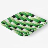緑と白の正方形パターン ペーパープレート (傾斜あり)